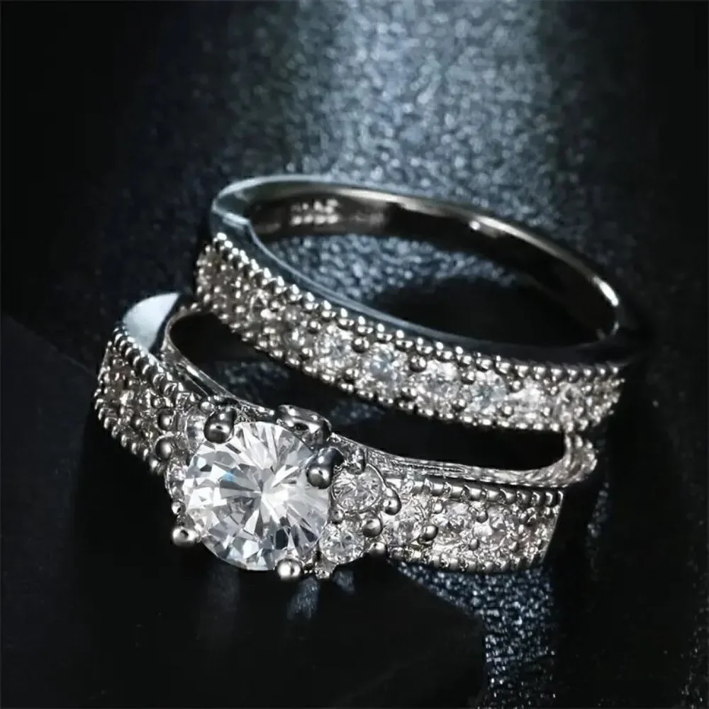 Beautiful Round Cut Women's Engagement Wedding Ring Set